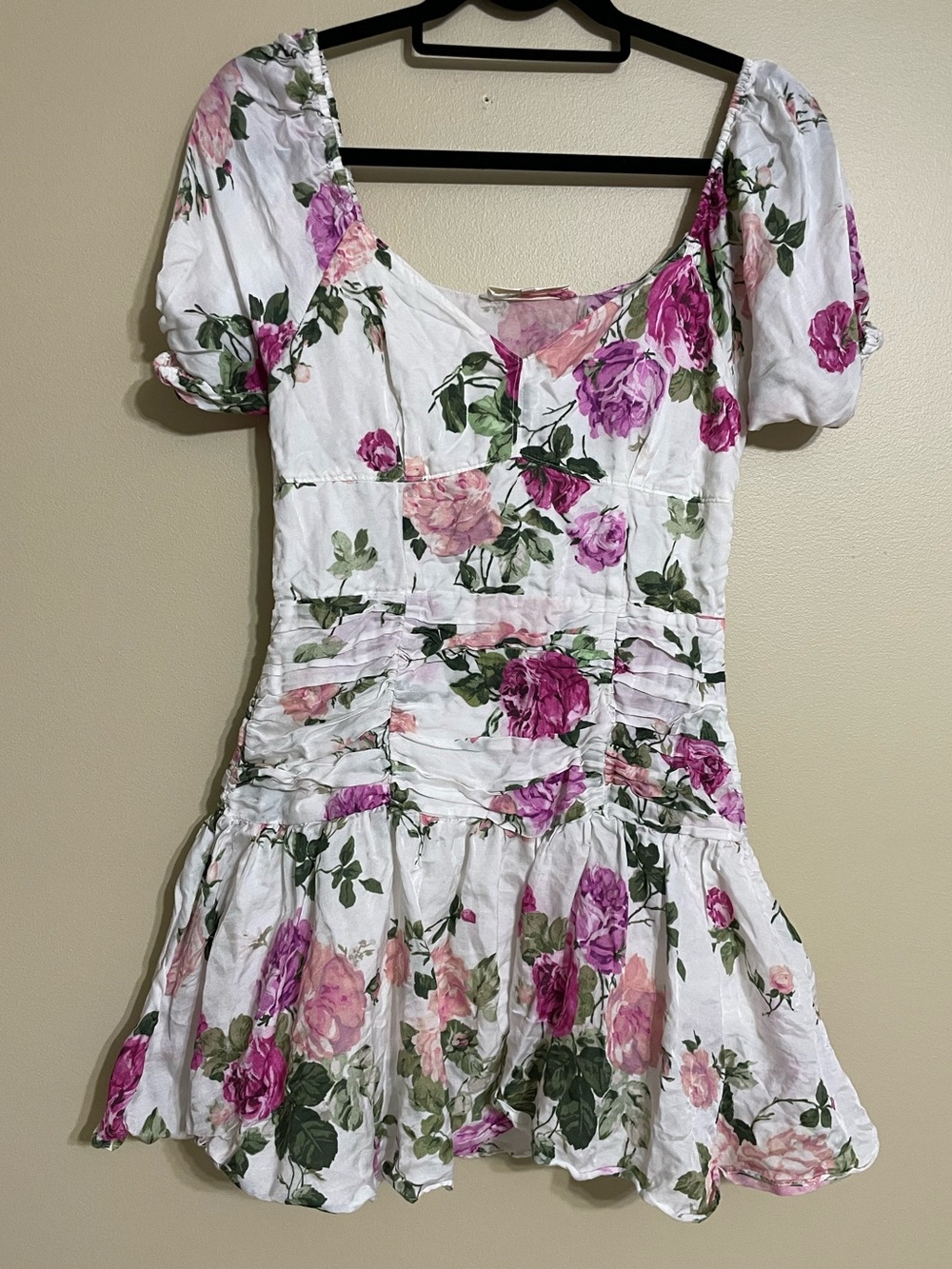 LoveShackFancy Pink‎ Floral Mini Dress silk cotton size 6
